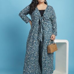 theRebelinme Plus Size Printed Longline Tie-Up Shrug image 2