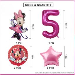 bash n splash Printed Helium Quality Minnie Mouse 5th birthday Party Foil Balloon 5 number Ballon Balloon Bouquet image 2