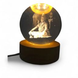Lord SHIVA Crystal Glass Ball Light 3D Nightlight Wooden LED (2784) Decorative Showpiece-4 cm-image-60