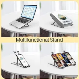 Fascia 7 Angles Adjustable Foldable Compatible All Other Notebook Silver Floor and Desk Stand Rotatable Laptop Stand with Adjustable Height Compatible with Universal Laptops image 3
