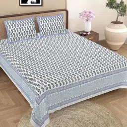 baithak krafts Multicolor Floral 300 TC Cotton Queen Sized Bedsheet With 2 Pillow Covers-picture-20