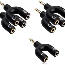 LipiWorld Black 3.5mm Audio Jack to Headphone Microphone Splitter Converter Adaptor Jack (5 PCS) Phone Converter-image-30