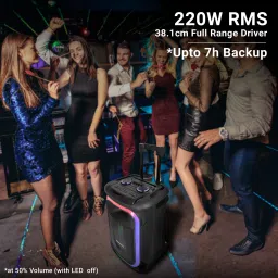 ZEBRONICS Buddy 300, Karaoke Function,Upto 7h Backup, RGB LED Lights 220 W Bluetooth Party Speaker image 4