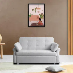 febonic Fornia Fabric 3 Seater Pull Out Sofa Cum Bed In Light Grey Colour-picture-2