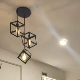 KrefihR 3 Light 3D Met Black Square Ceiling Lamp Pendants Ceiling Lamp-image-17