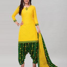 Unstitched Crepe Salwar Suit Material Floral Print, Printed, Geometric Print-image-38