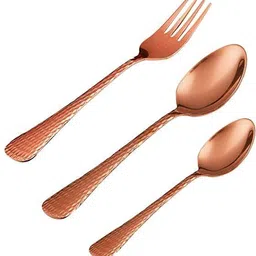 prabha Royal Hammered Rose Gold Cutlery 12 Pcs Stainless Steel Cutlery Set-picture-19