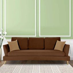 casacraft from pepperfry Trento Fabric 3 Seater Sofa in Brown Colour-picture-25