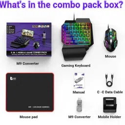 HG WORLD Gaming Keyboard Mouse Converter 5 in 1 Mobile Game Combo Pack Bluetooth Gamepad image 2