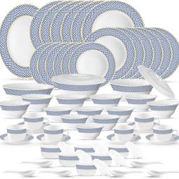 Pack of 66 Opalware Bridal Set Made in India Microwave and Oven safe Juliet Dinner Set-image-13