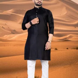 Men Cotton Blend Kurta Pant Set-image-90