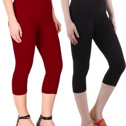 Women Black, Maroon Capri-image-86