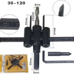 30-120 Adjustable Circle Hole Cutter Wood Drywall Drill Bit Saw Round Cutting Blade Aircraft Type DIY Tool-28