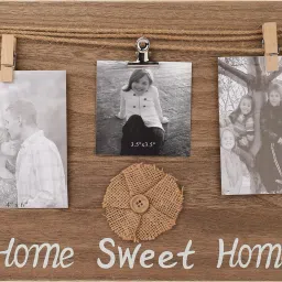 Home Sweet Home Family Natural Wood Photo Frame With Hanging Hooks (35x28) 4 inch Photo-33