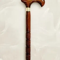Wooden Craft Walking/Cane Stick with Base Rubber for Old People(Unisex) Walking Stick-12