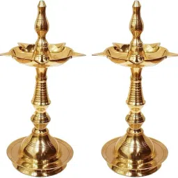 Brass Fancy Kerala Diya Oil Lamp Stand for Home Decor. Brass (Pack of 2) Table Diya-picture-26