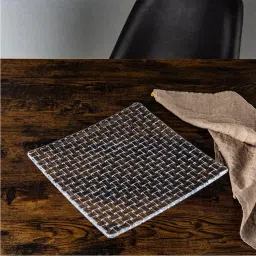 Square Crystal Glass Serving Platter Set For Food, Charcuterie, Appetizer, Snack Tray Serving Set-11