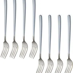Stainless Steel Forks Cutlery Set for Home, Kitchen & Restaurant (White, 8 Pcs) Stainless Steel Dinner Fork Set-32