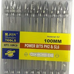 PB100 PH2 & SL6 Power Screw Driver Bits Magnetic 2 in 1 Flat & Phillips 100mm (PACK OF 10) Screwdriver Bit Set-18