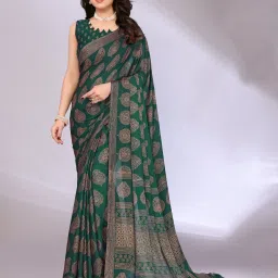 Printed, Blocked Printed Daily Wear Chiffon, Georgette Saree-image-11