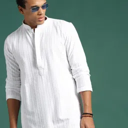 Sangria Embroidered Chikankari Straight Cotton Kurta-image-45