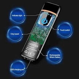 paplaj enterprises Smart Fingerprint Sensor Smoking Lighter with Indicator Light USB Rechargeable Electric Lighter Pocket Lighter image 2