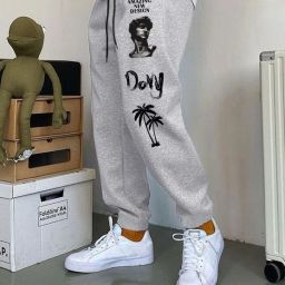 Men Printed Grey Track Pants-image-95