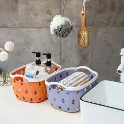 Plastic Multipurpose Storage Basket Rhombic | MC2436 | Light Grey, Orange Storage Basket-71