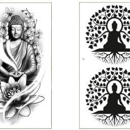Buddha ji Flower Black 2 Sheet Combo Tattoo Waterproof Boy-image-57