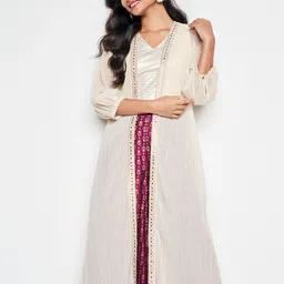 Global Desi Embellished Longline Open Front Shrug image 4
