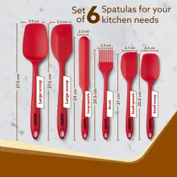 agaro Delux Silicone Spatula Set of 6, Cooking and Mixing, for Non-Stick Cookware, Kitchen Tool Set image 2