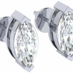Diamtrendz Jewels Single Stone Marquise Shape Solitaire BIS Hallmarked Gold White Gold 14kt Cubic Zirconia Stud Earring-image-3