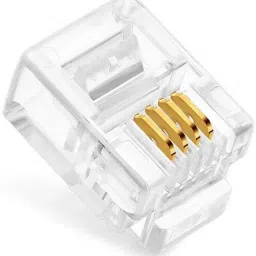 Tech-X 50pcs Telephone Plug 4 Pin RJ11 6P4C Modular Plug Telephone Phone Connector Crystal Head Plug Network Connector (6/4, Telephone Cord Connector Adapter Crimp) Four-core Cable RJ 11 Plug Lan Adapter-12