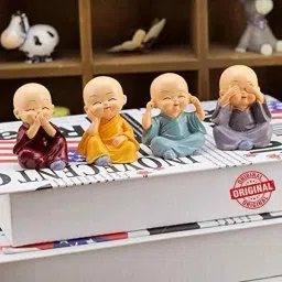 Colorful 4 Monks Buddha Figurines - for Home, Office, Chrismas, Diwali, Vaastu Decorative Showpiece - 3 cm-32