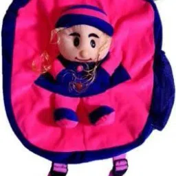 Cute Brown school bag for kids with DOLL / playschool bag / Soft and cute bag loved by kids- 8 inch-19
