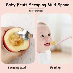 pikipoo Multi-Use Double Head Fruit Scraping & Soft Tip Feeding Spoon for Toddlers - 30 ml image 2