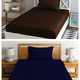 210 TC Cotton Single Striped Flat Bedsheet-image-51