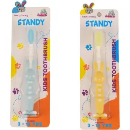 Funny Bunny Kids Toothbrush - 3-12 Years - With Safety Case - Suction Base - Ultra Soft Toothbrush-image-50