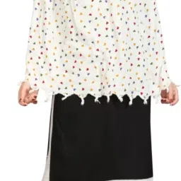 Floral Print Pure Cotton Women White Fancy Scarf, Scarf, Stole-image-77