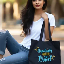 Doodle Printed Structured Tote Bag-5