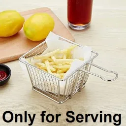 Potato Chips French Fries Rectangular Serving Basket Strainer (10 x 10 x 7 Cm) Colander-image-68