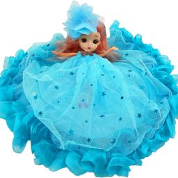 Blue Doll with Hairs, Movable Body and Attached Keyring for Girls-11