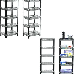 Pack of 4 Multipurpose Racks For Storage | 5-Tier Kids Toy Organizer | Silver Plastic Open Book Shelf-picture-13