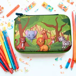 Presents 3D Embossed Jungle Animal Print Big Size Pencil Case/Pouch For Kids, Students, etc. For Their Daily Use, RP1393 Art EVA Pencil Box-image-17