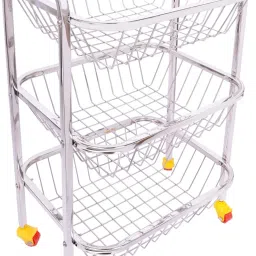 Stainless Steel Square Kitchen Trolley 3 Layer with 4 Wheel Steel Kitchen Trolley-image-28