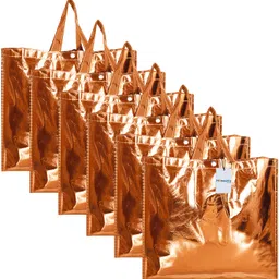 homestic Non Woven Reusable Vegetable Grocery Bag|Large Size|Pack of 6|Copper Pack of 6 Grocery Bags-picture-33