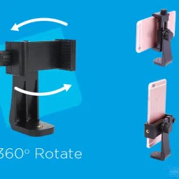 BUFONA Good Quality Universal 1/4 Screw Hole Mobile Phone Clip Bracket Holder Mount Tripod Monopod Stand 360 Degree Rotatable Mobile Phone Clamp Holder for Tripod Monopod Selfie Stick Clip Holder Tripod Mount Attachment Mobile Clip Stand Tripod Mount Adapter| Tripod Mobile Holder| Tripod Phone Mount Camera Tripod Stand Adapter Smartphone Tripod, Tripod Bracket, Tripod Kit Clip for Any Size Smartphone Mobile Holder Tripod, Monopod, Monopod Kit, Tripod Bracket, Tripod Clamp, Tripod Kit image 3