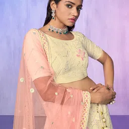 Fusionic Embroidered Sequined Semi-Stitched Lehenga & Unstitched Blouse With Dupatta image 5