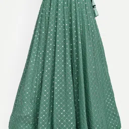 TIKODI Embroidered Sequinned Semi-Stitched Lehenga & Unstitched Blouse With Dupatta image 3