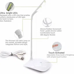bhajanlal greenery Rechargeable LED Touch On/Off Switch Desk Lamp_L18_L637 Study Lamp image 5